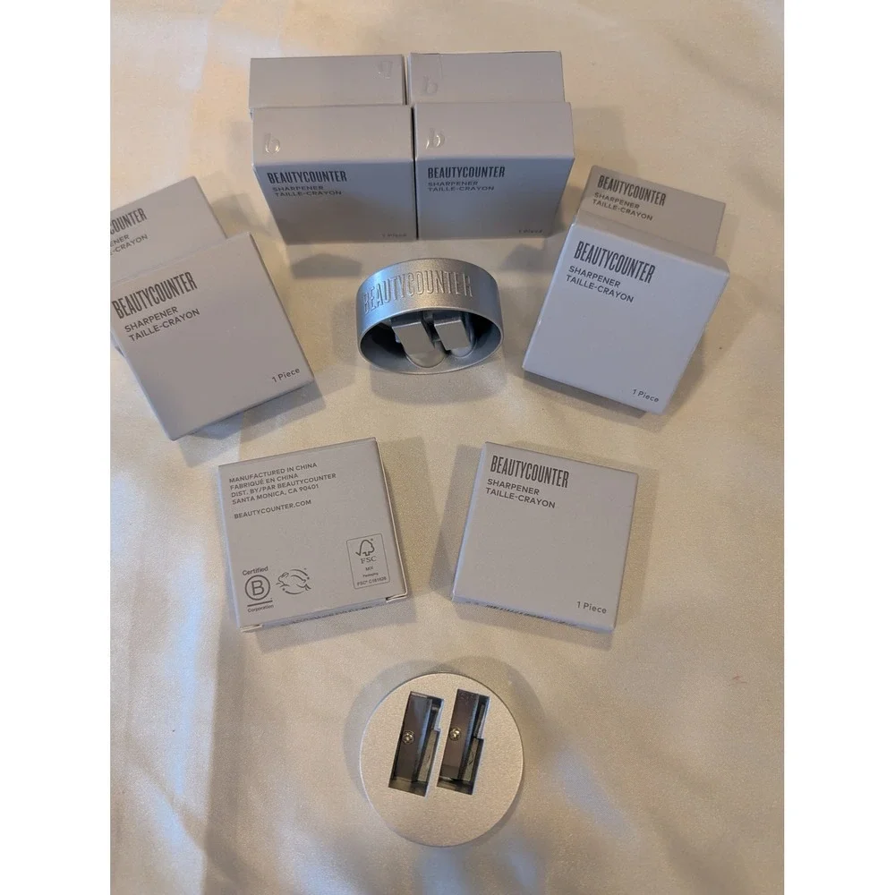 Beautycounter Cosmetic Sharpener Dual Blade for Eye and Lip Pencils Silver New